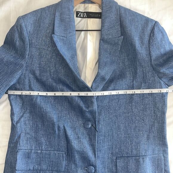 NWT Zara Blue Shimmer Metallic Blazer Size Small - Picture 8 of 11
